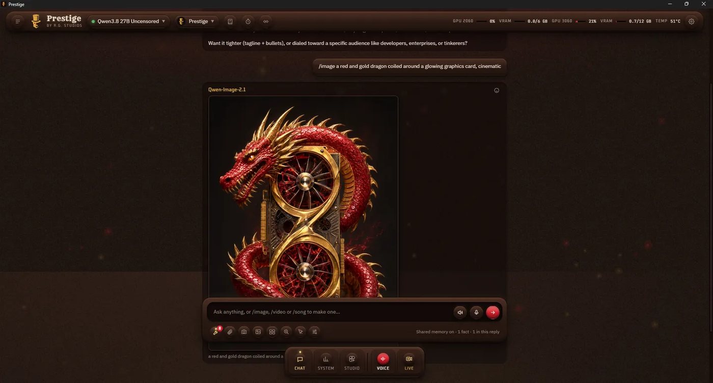 A chat where /image paints a picture